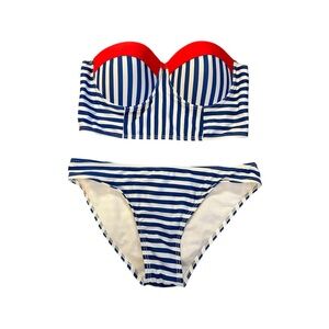 Blue and Red Stripe Bikini Set